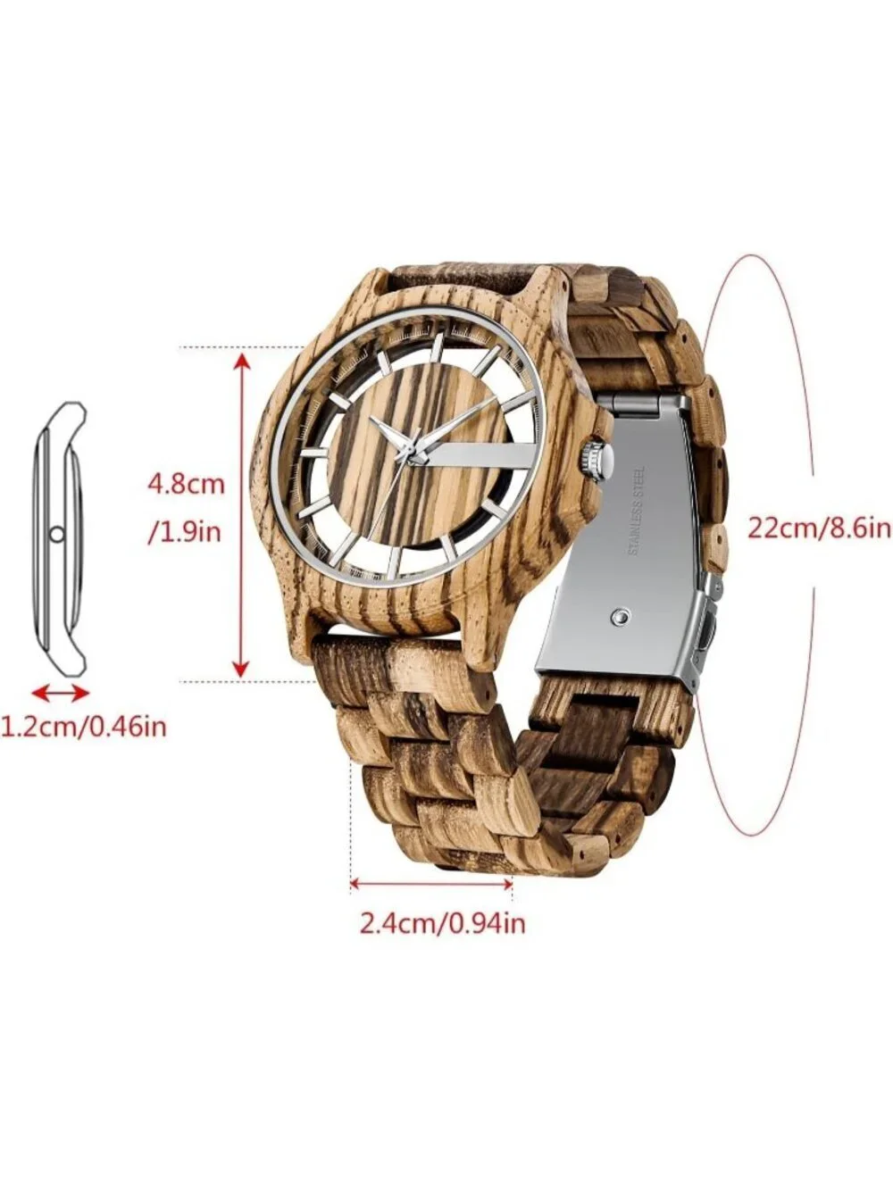 Men's Brown Classic Handmade Roman Digital Bamboo Analog Quartz Wooden Watch